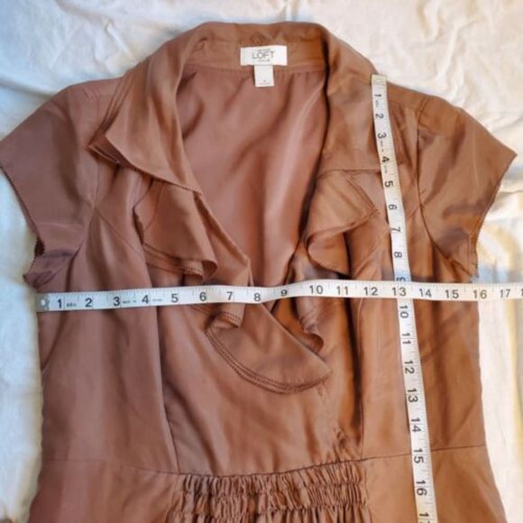 Ann Taylor LOFT Lot of 2 Silk Dresses Size 4 Green Brown - Picture 11 of 12